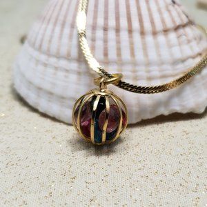 Vintage acrylic gem bead cage necklace